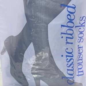 Women's Silkies Classic Ribbed Trouser Dress Socks Black 1 Pack of 2 Pair SEALED